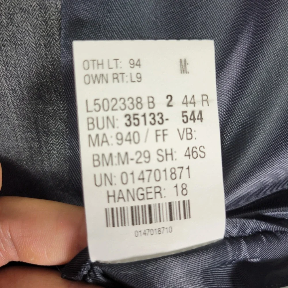 Ralph‎ Lauren Men's Sport Coat Blazer Three Button Gray Herringbone Wool 44R